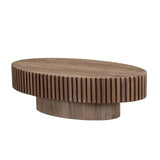 Coffee Table Drum Design With Slatted Sides Dark Walnut - Furniture Home Direct