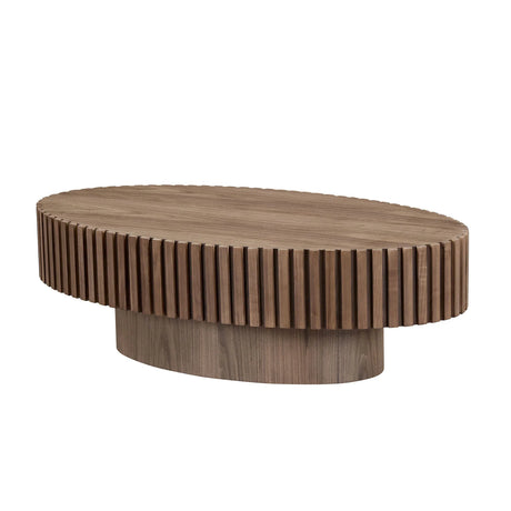 Coffee Table Drum Design With Slatted Sides Dark Walnut - Furniture Home Direct