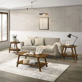 Metz - Mid-Century Modern Wood Shelf 3 Piece Coffee Table Set - Walnut - Furniture Home Direct