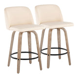 Toriano - Contemporary Fixed-Height Counter Stool & Swivel With Round Footrest (Set of 2) - Furniture Home Direct