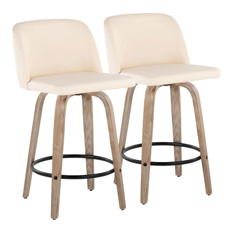 Toriano - Contemporary Fixed-Height Counter Stool & Swivel With Round Footrest (Set of 2) - Furniture Home Direct