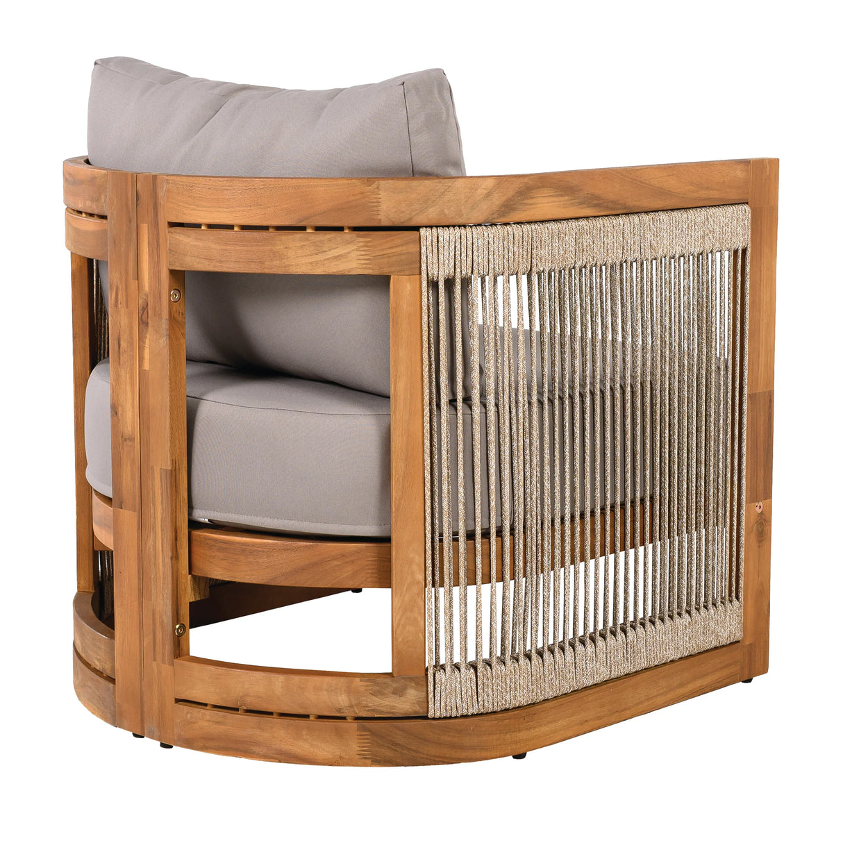 4 Piece Outdoor Set With Barrel Style Chairs - Brown - Furniture Home Direct
