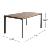 Outdoor Wicker Rectangular Dining Table With Iron Frame And Water Resistant Rattan