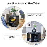 Coffee Table Hexagonal Textured Marble Look Accent Black - Furniture Home Direct