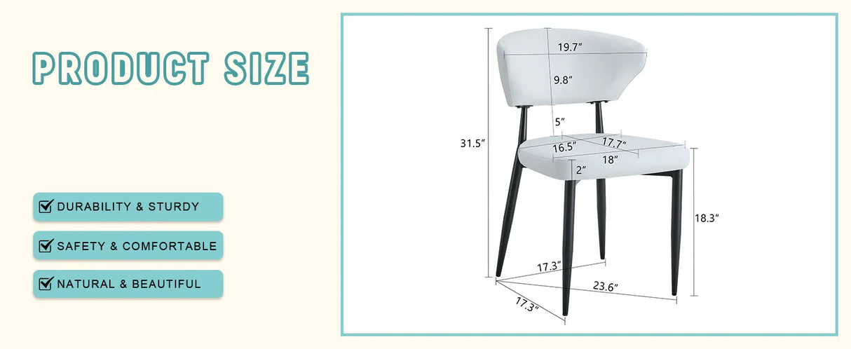 Dining Chairs Set Of 4 Modern Upholstered Metal Legs White - Furniture Home Direct