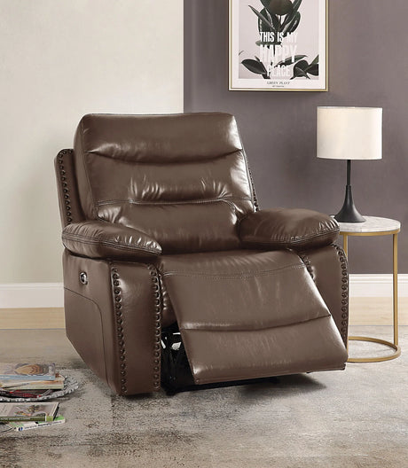 Aashi - Leather Gel Match Recliner Chair - Brown - Furniture Home Direct