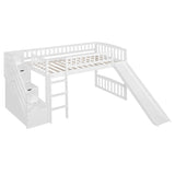 Loft Stairway Bed With 2 Drawers, Convertible Ladder And Slide - Furniture Home Direct