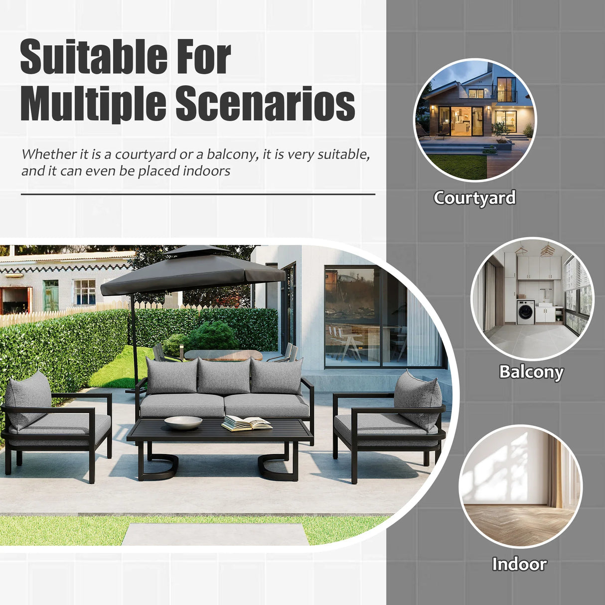 Modern Outdoor Patio Set - Gray - Furniture Home Direct