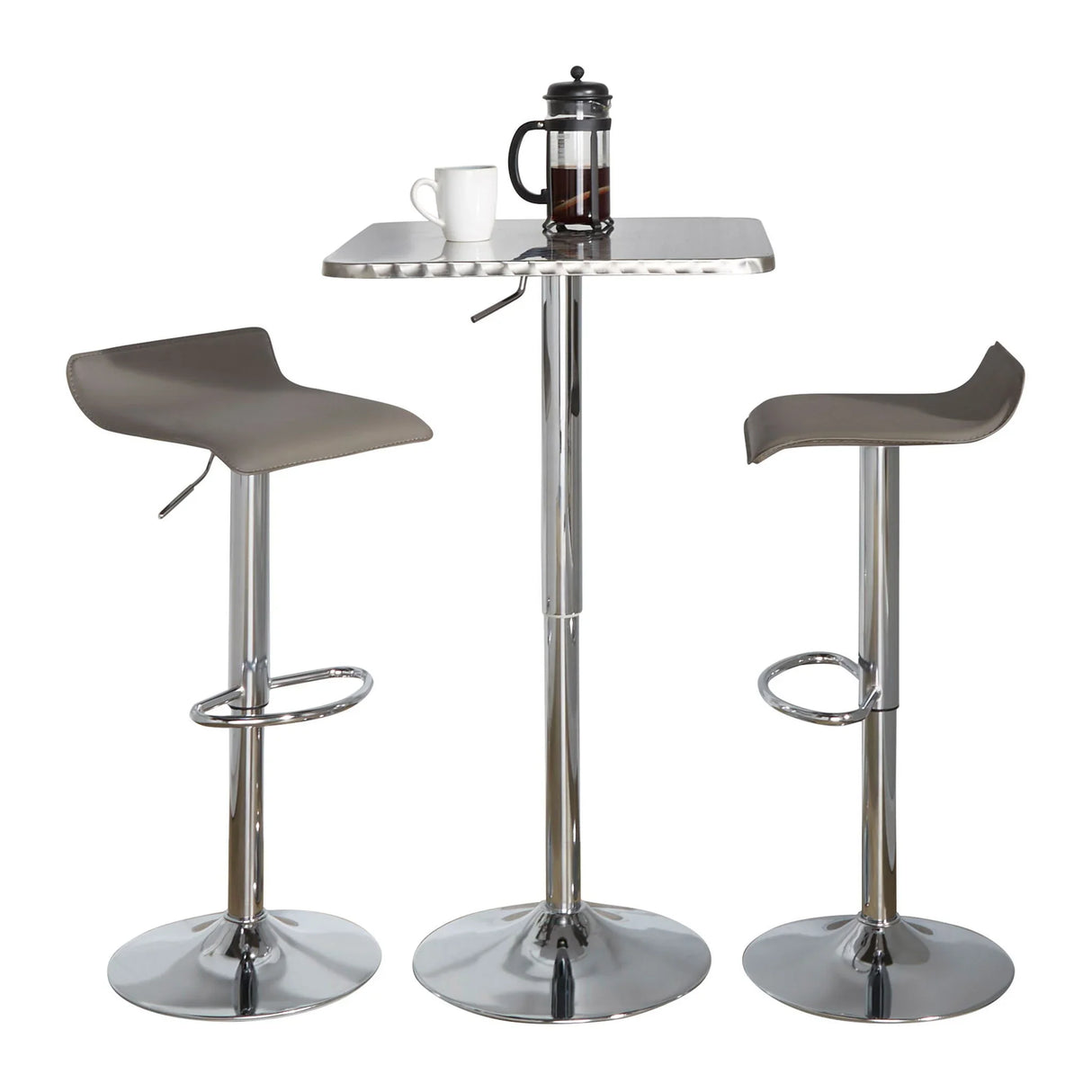 Ale - 3 Piece Bar Set Bistro Square Contemporary Adjustable Oval Footrest - Furniture Home Direct