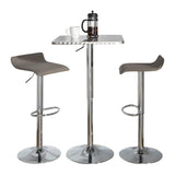 Ale - 3 Piece Bar Set Bistro Square Contemporary Adjustable Oval Footrest - Furniture Home Direct