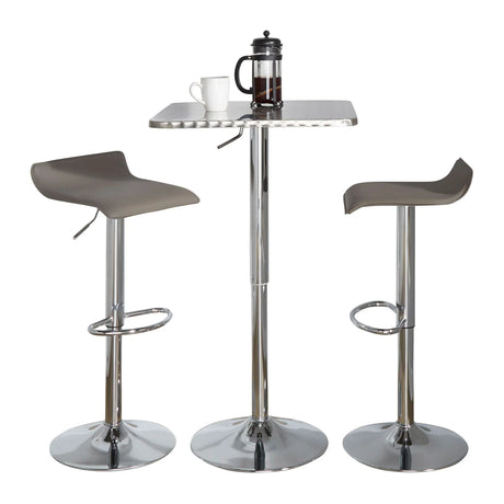 Ale - 3 Piece Bar Set Bistro Square Contemporary Adjustable Oval Footrest - Furniture Home Direct