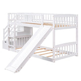 Twin Over Twin Stairway Bunk Bed With Two Drawers And Slide - Furniture Home Direct