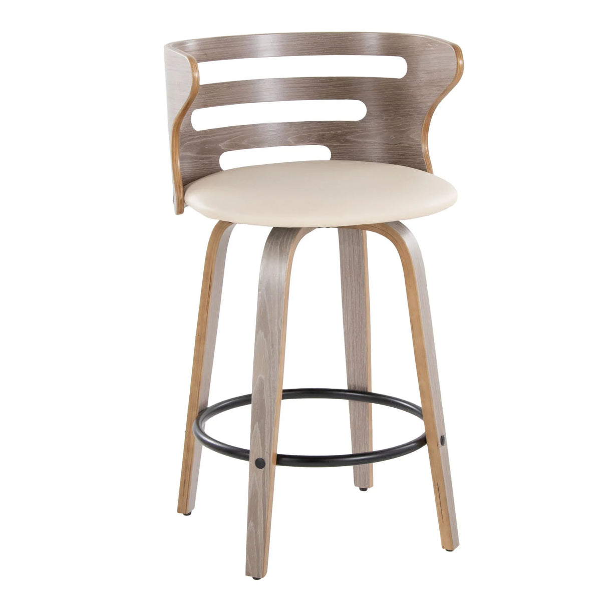 Cosini - Mid Century Modern Fixed Height Barstool With Swivel And Round Footrest (Set of 2) - Furniture Home Direct