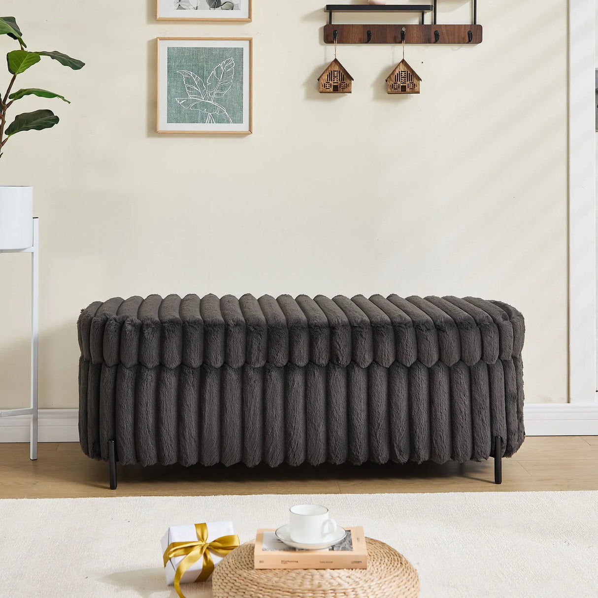Flip Top Storage Bench With Metal Legs - Furniture Home Direct