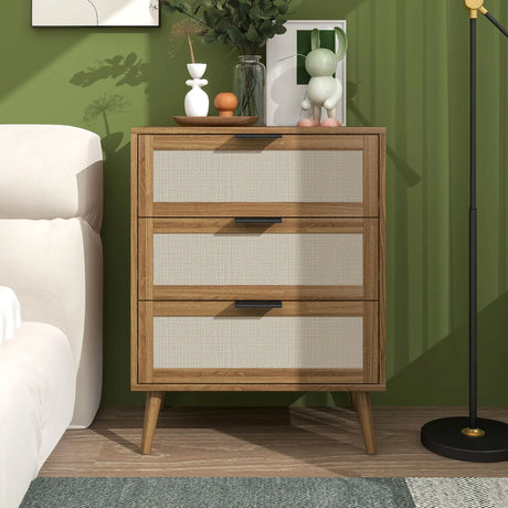 3 Drawer Cabinet, Suitable For Bedroom, Living Room, Study - Walnut - Furniture Home Direct