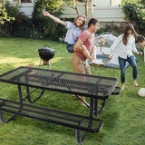 Outdoor Steel Picnic Rectangular Table With Umbrella Pole - Furniture Home Direct