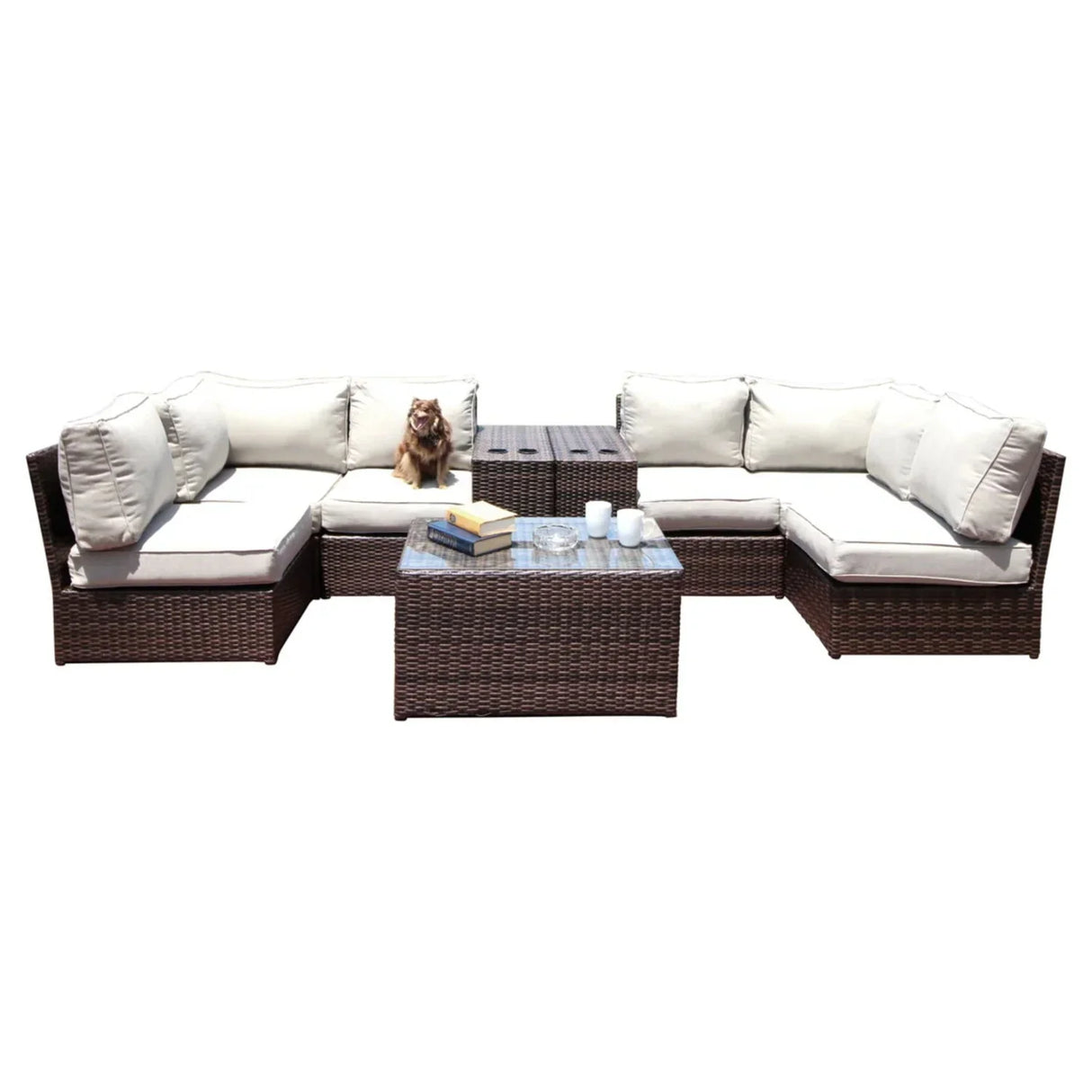 Comfortable Modern Patio Rattan Sectional Set With Cushions - Furniture Home Direct