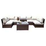 Comfortable Modern Patio Rattan Sectional Set With Cushions - Furniture Home Direct