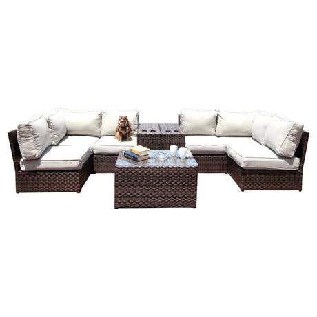 Comfortable Modern Patio Rattan Sectional Set With Cushions - Furniture Home Direct