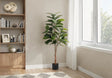 52" Tall, Artificial Plant, Rubber Tree, Indoor, Faux, Fake, Floor, Greenery, Potted, Real Touch, Decorative - Green / Black - Furniture Home Direct