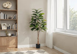 52" Tall, Artificial Plant, Rubber Tree, Indoor, Faux, Fake, Floor, Greenery, Potted, Real Touch, Decorative - Green / Black - Furniture Home Direct