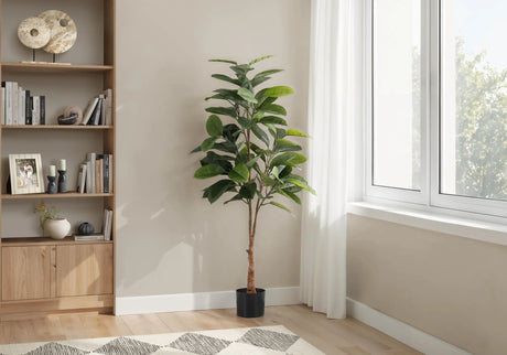 52" Tall, Artificial Plant, Rubber Tree, Indoor, Faux, Fake, Floor, Greenery, Potted, Real Touch, Decorative - Green / Black - Furniture Home Direct
