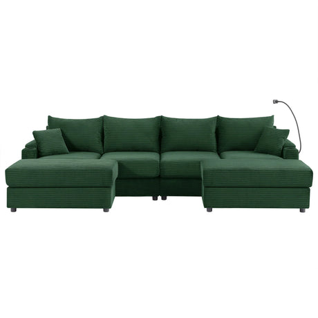 Modern Style Loveseat Sofa Sectional Sofa Couch With Storage Space, A Movable Ottoman, Two USB Ports, Two Cup Holders, A Phone Holder For Living Room - Furniture Home Direct