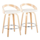 Grotto - Contemporary Fixed Height Counter Stool With Swivel With Round Footrest (Set of 2) - Furniture Home Direct