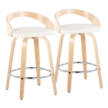 Grotto - Contemporary Fixed Height Counter Stool With Swivel With Round Footrest (Set of 2) - Furniture Home Direct