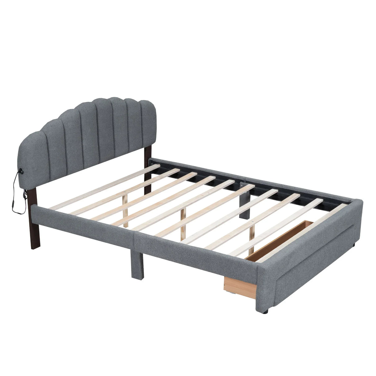 Upholstered Platform Bed With Drawer - Furniture Home Direct
