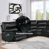 Saul - Power Recliner Sectional Sofa With USB Port Cupholder Console - Furniture Home Direct