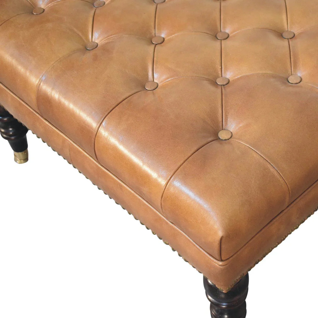 Buffalo - Leather Ottoman With Castor Legs - Furniture Home Direct
