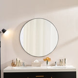 Wall Circular Framed Vanity Mirror For Bathroom, Living Room Decor - Black - Furniture Home Direct