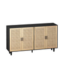 Elegant And Functional 4 Door Rattan Decorative Storage Cabinet - Furniture Home Direct