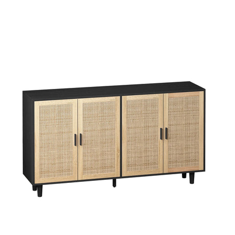 Elegant And Functional 4 Door Rattan Decorative Storage Cabinet - Furniture Home Direct