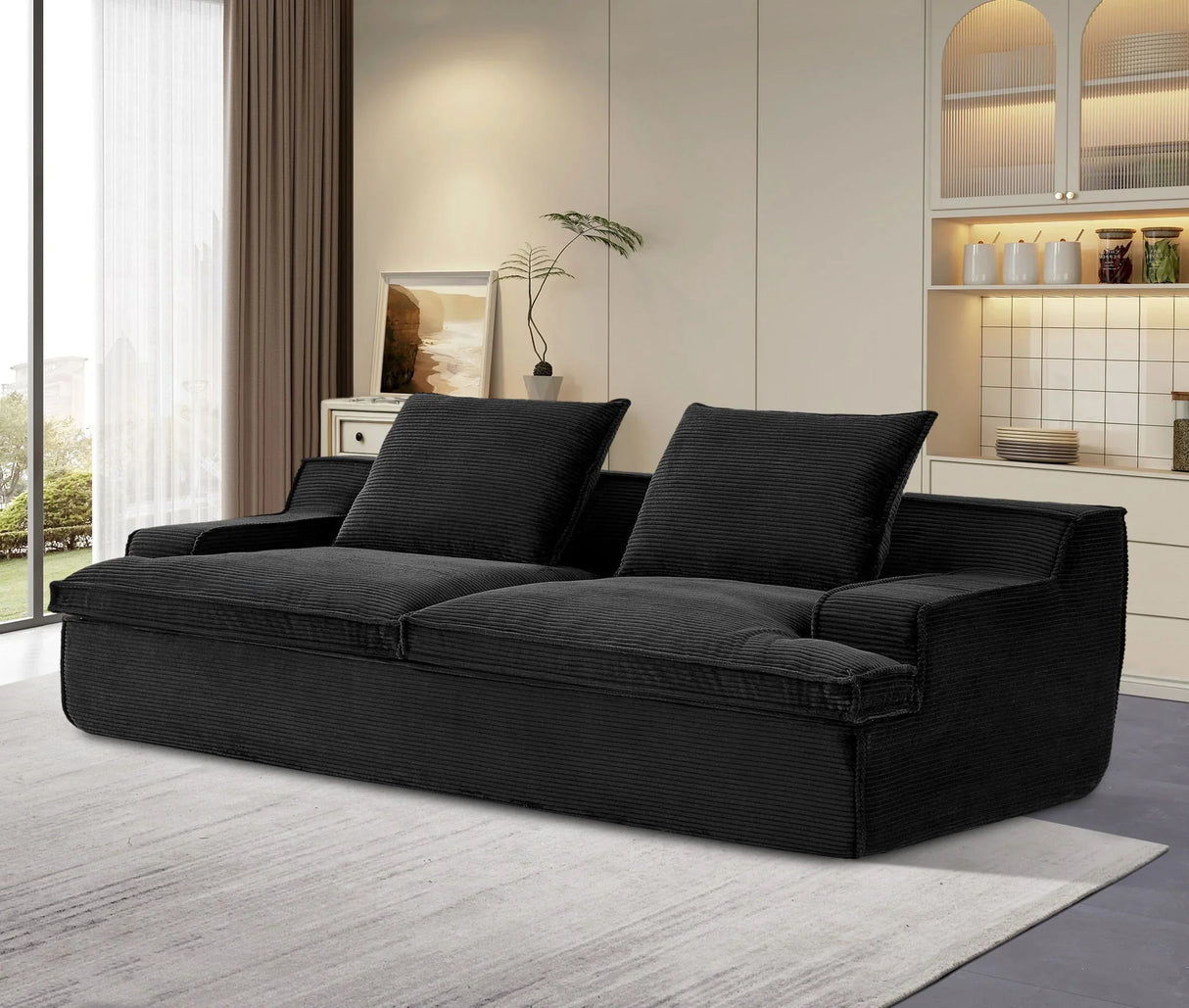Nimbus - Oversized Full Foam 4 Seater Couch For Living Room Upholstered In Soft Corduroy, Wide Armrests - Furniture Home Direct