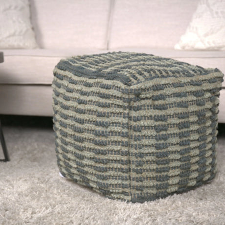 Walle - Fabric Square Pouf Ottoman And Floor Cushion Teal - Blue - Furniture Home Direct