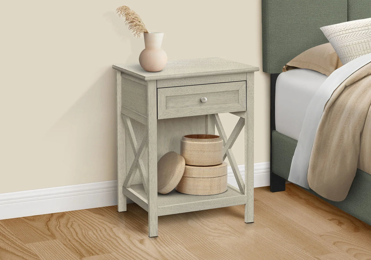 Accent End Table, 2 Tier, Storage Drawer, Transitional Style - Furniture Home Direct