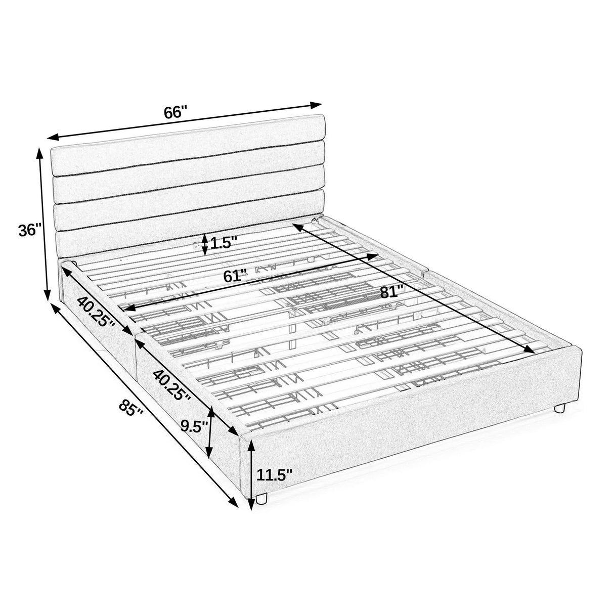 Modern Cushioned Bed Frame With Headboard And Drawers - Furniture Home Direct