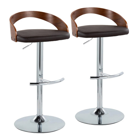 Grotto - Contemporary Adjustable Barstool & Swivel With Rounded T Footrest (Set of 2) - Furniture Home Direct