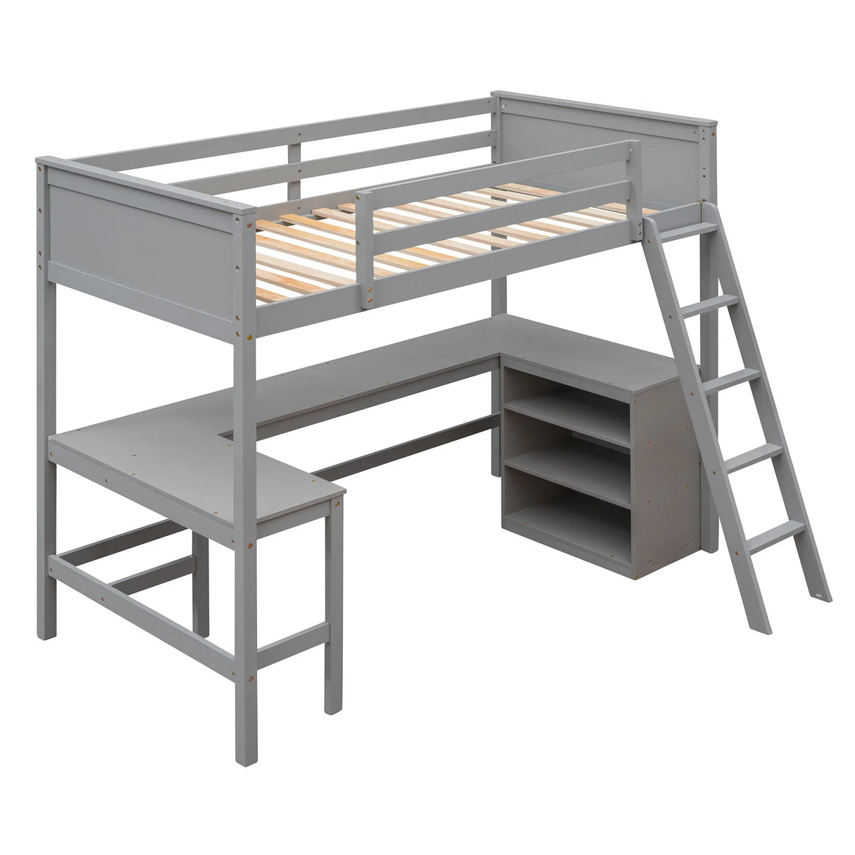 Loft Bed With Shelves With Desk - Furniture Home Direct