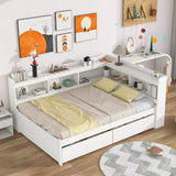 Full Bed With L-Shaped Bookcases, Drawers - Furniture Home Direct