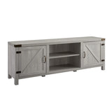 Rustic Farmhouse Double Barn Door 70" TV Stand For 80" TVs With Center Shelves - Furniture Home Direct