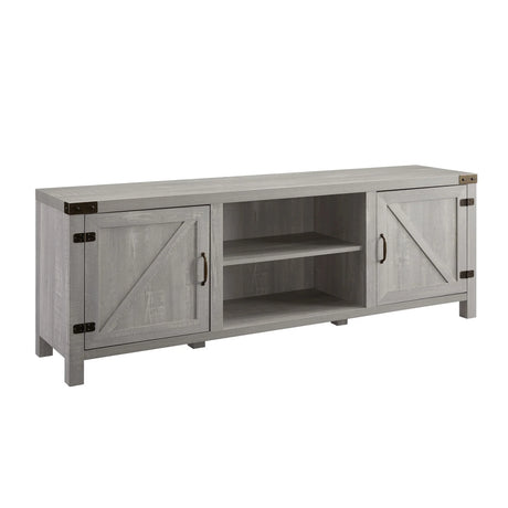 Rustic Farmhouse Double Barn Door 70" TV Stand For 80" TVs With Center Shelves - Furniture Home Direct