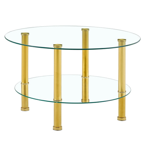 Contemporary Minimalist Double Layer Tempered Glass Coffee Table - Furniture Home Direct