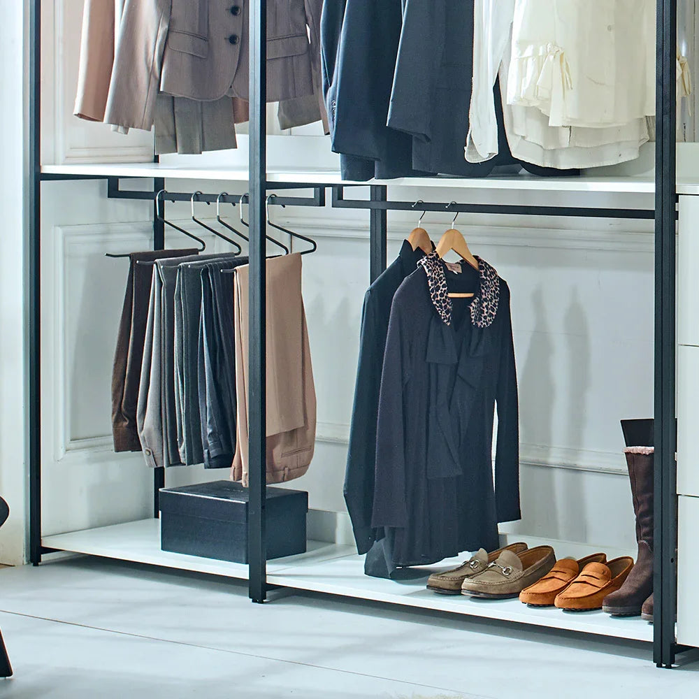 Walk-In Closet System With Metal Frame And Storage White - Furniture Home Direct