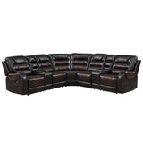 Sectional Sofa with Manual Recline LED Lights Black Brown - Furniture Home Direct