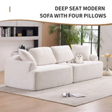 Compression Sofa: 4 Seater Combined Sofa, Crochet Yarn Fabric, Full Sponge Compression Sofa, Combined Sofa With 4 Pillows For Home Living / Home Furniture / Apartment - Beige - Furniture Home Direct