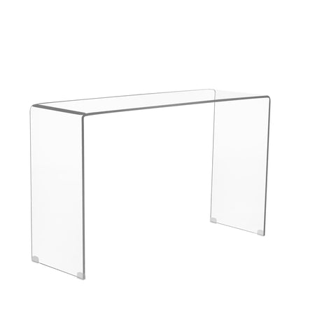 Elegant Transparent Tempered Glass Console Table With Rounded Edges, Modern Sofa Table - Clear - Furniture Home Direct