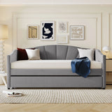Upholstered Daybed Sofa Bed With Trundle Bed And Wood Slat - Furniture Home Direct